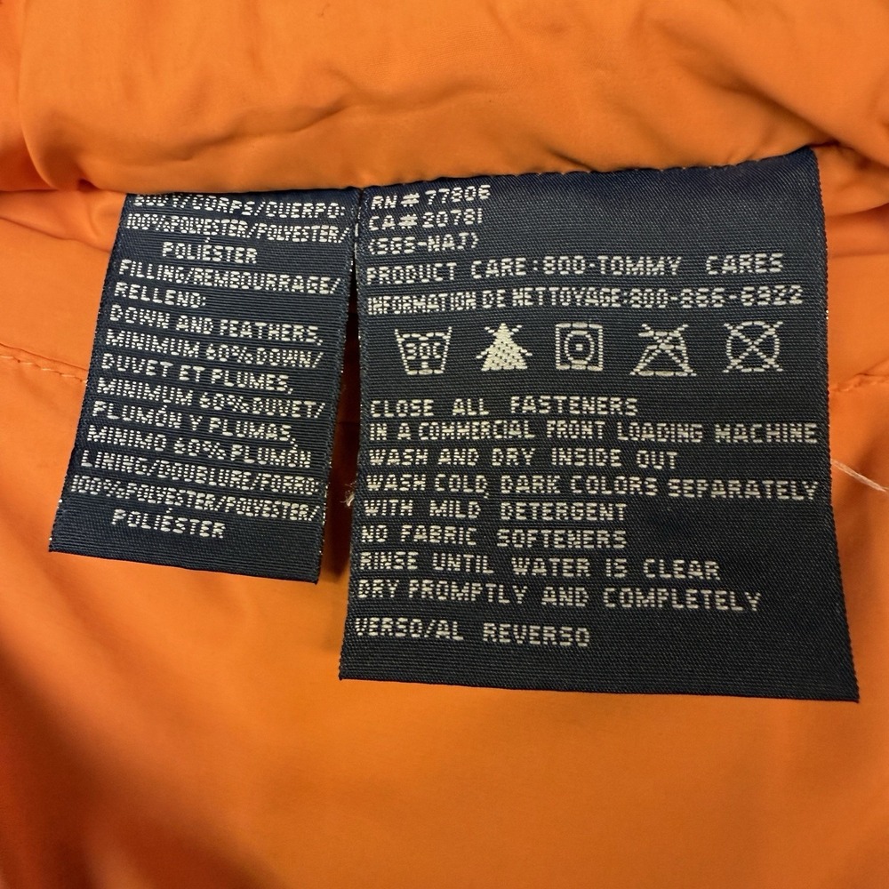 Vtg Tommy Hilfiger Vest Mens XL Navy Orange Reversible Down Puffer Colorblock - Picture 10 of 11